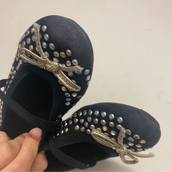 Stuart Weitzman Fannie Sparkle Ballet Flats rhinestone black dress shoes 11 - Picture 2 of 6